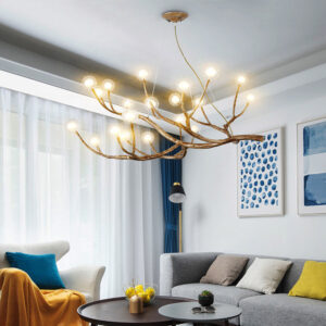 nordic rustic tree branch hanging chandelier with bubble glass lighting