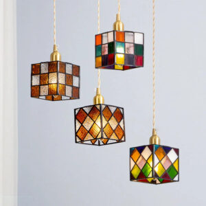 brass glass small chandelier retro single head pendant lamp