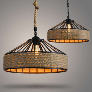 industrial iron hemp rope chandelier pendant light for dining room