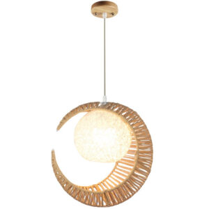 creative rattan and rope moon pendant lampshade for living room