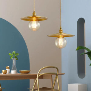 industrial style straw hat chandelier retro copper hanging lighting