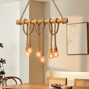 industrial vintage 6 lights island pendant light with rope