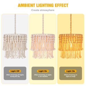 creative handmade white cotton tassel pendant light for bedroom