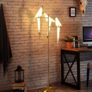 golden bird metal home decor floor lamp