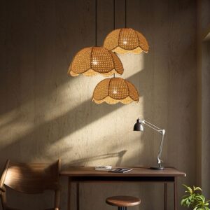 rattan scalloped dome pendant lamp shade simplicity