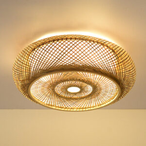 post modern simple drum bamboo ceiling light