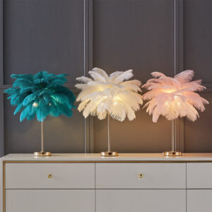 feather unique shape table lamp modern style