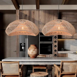 rattan lampshade 1 light geometric pendant lights