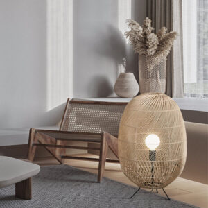 natural rattan midi floor lamp for living room