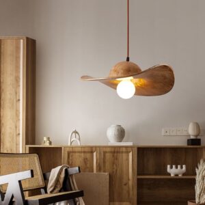 modern straw hat ceiling lamp resin shade