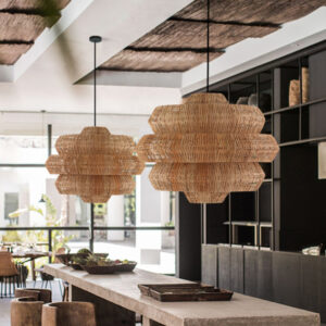 rattan multi tiered honeycomb shaped pendant lights