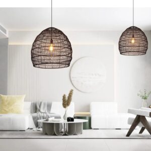 basket rattan woven pendant light shades