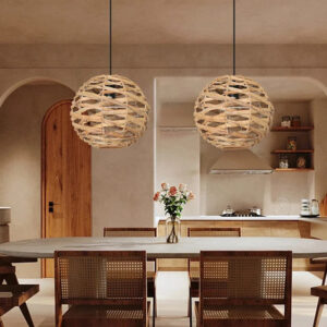 spherical straw decorative pendant light lampshade