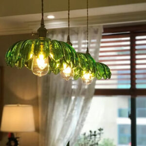 scalloped glass flower pendant light for dining room