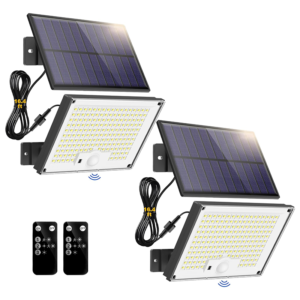 solar lights for outside, 172led 3modes split motion sensor outdoor lights with remote control, solar lights outdoor waterproof ip65, outdoor solar lights for yard,patio,garden,garage