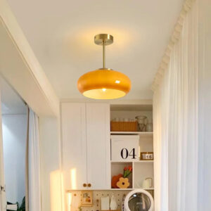 retro amber round glass ceiling light