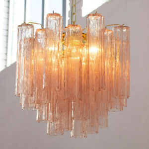 suspension lamp in pink murano glass