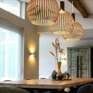 wooden cage shape hanging pendant light