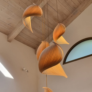 wood pendant light japandi style