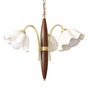 vintage ceramic flower shape hanging light walnut brass chandelier